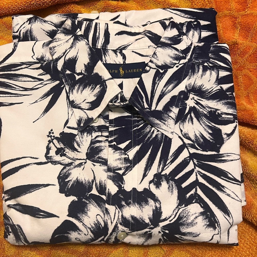 Mens Ralph Lauren polo shorts sleeve button up shirt